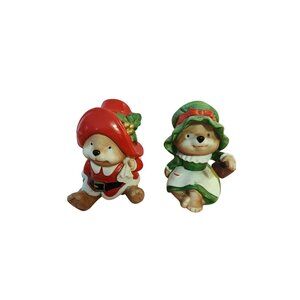 Vintage Homco Christmas bear figurines 1980's
